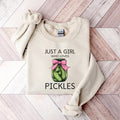 Just A Girl Who Loves Pickles Coquette Shirt, Pickle Lover T-shirt, Funny Pickles Shirt Hoodie, Sweatshirt | CiraTrend.com