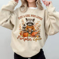 Just A Girl Who Loves Pumpkin Spice Shirt, Funny Autumn Racoon Sweatshirt, Street Cats Shirt, Fall Lover T-Shirt, Feral...