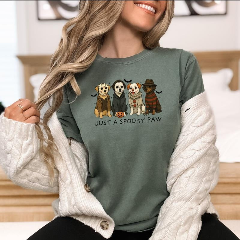 Just A Spooky Paw - Comfort Colors T-Shirt Hoodie, Sweatshirt | CiraTrend.com