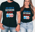 Just Here To Outdrink My Wife Husband 4th of July Shirt