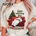 Just Waiting for Christmas Shirt~ Unisex Apparel Relaxed Fit Printed In The USA Clothing Womenswear Casual Comfort Cotton Top Athletic Boho Chic