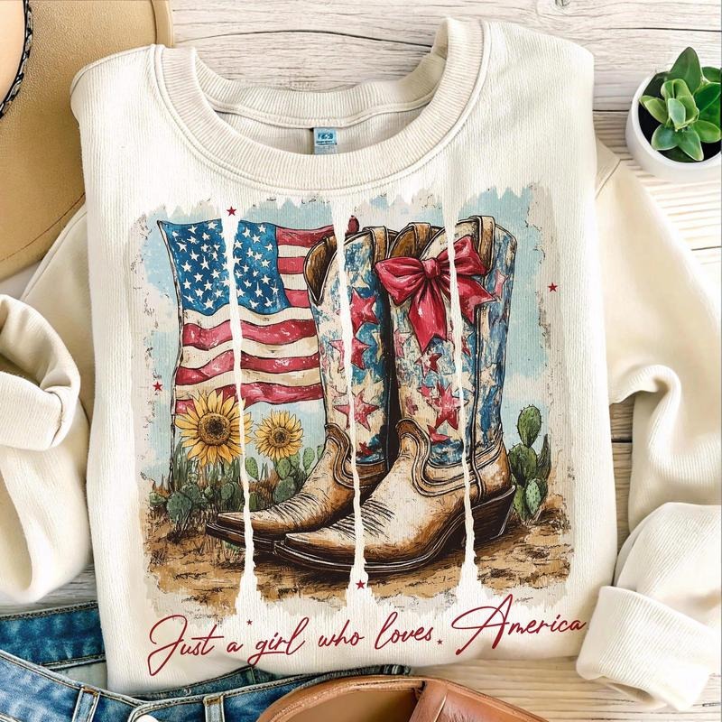 Just a girl who loves america Shirt, America Western Shirt, 4th Of july Tee, cowgirl usa 4th of july , Usa , memorial day , popular now