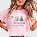 Just a girl who loves christmas shirt Women's Oversized Christmas Shirt - Festive Printed Design