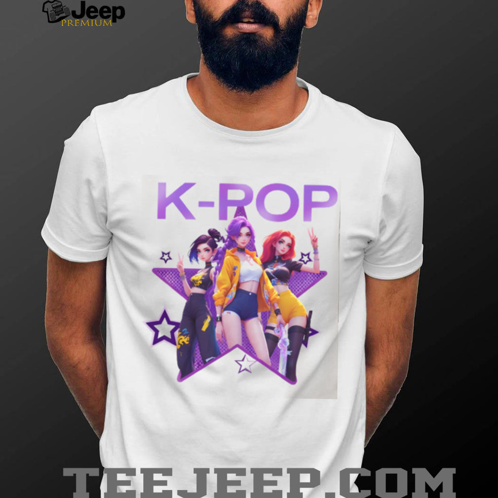 K Pop Star Anime Girl Group Purple Star Graphic T Shirt