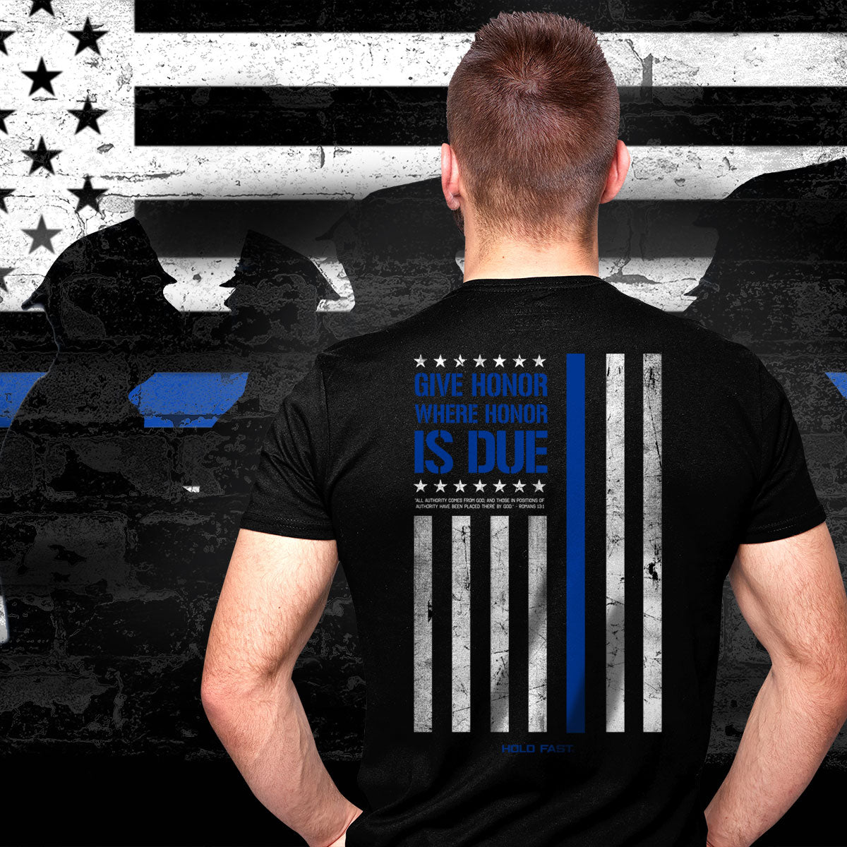 HOLD FAST Mens T-Shirt Back The Blue Hoodie, Sweatshirt | CiraTrend.com (Image 3)