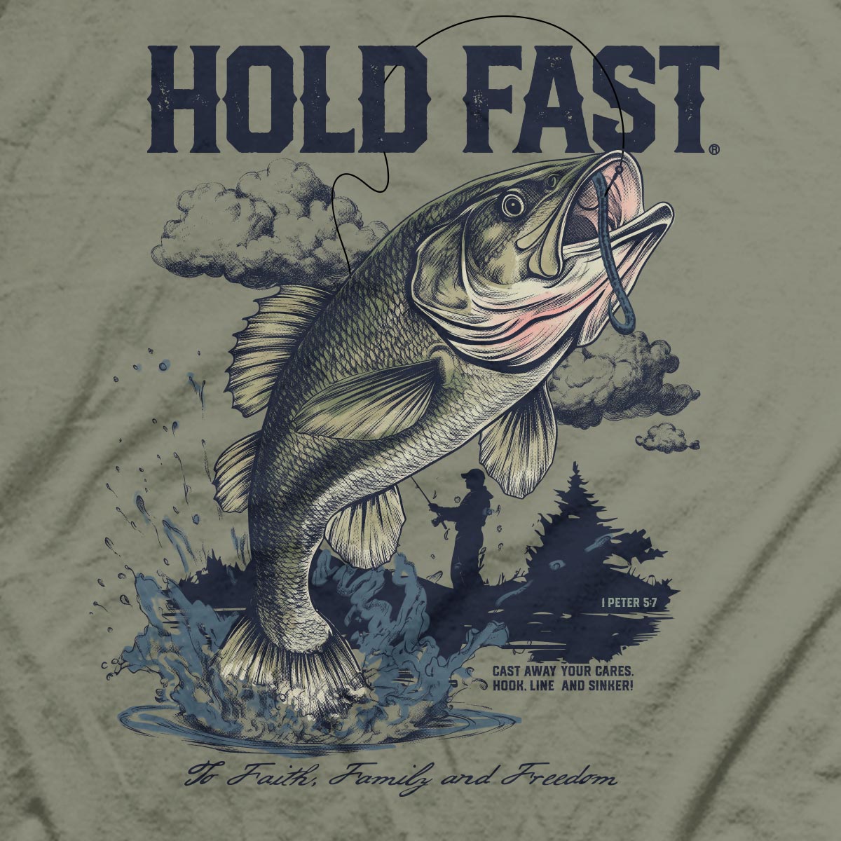 HOLD FAST Mens T-Shirt Fishing Hoodie, Sweatshirt | CiraTrend.com (Image 4)