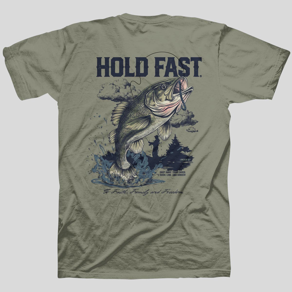 HOLD FAST Mens T-Shirt Fishing Hoodie, Sweatshirt | CiraTrend.com (Image 1)