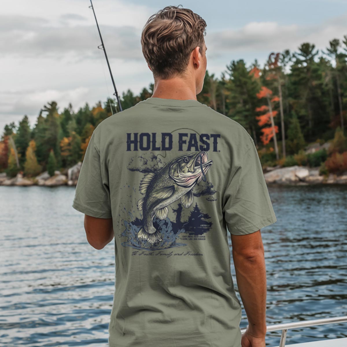 HOLD FAST Mens T-Shirt Fishing Hoodie, Sweatshirt | CiraTrend.com (Image 3)