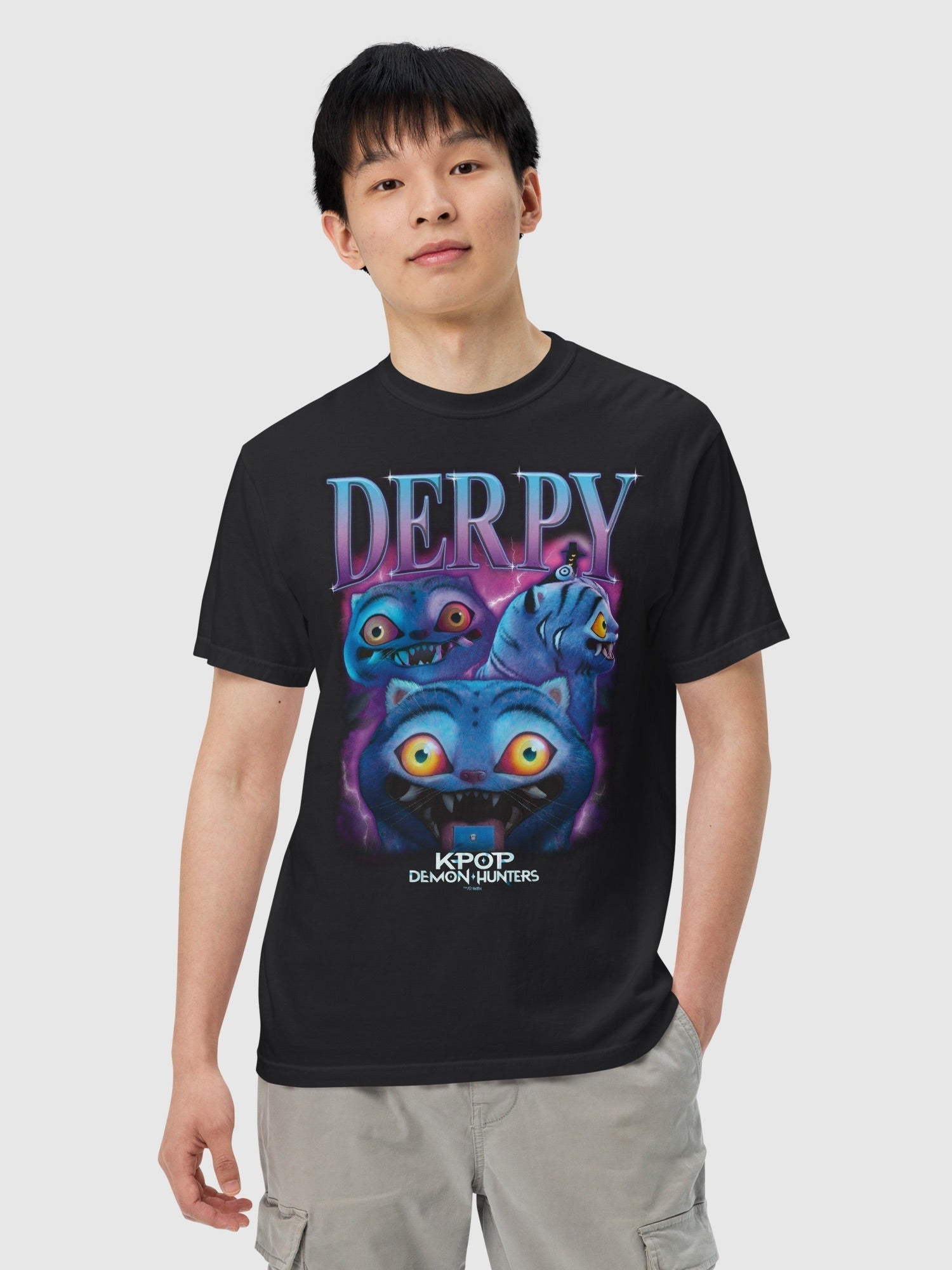 KPop Demon Hunters Derpy Tiger Heartthrob Comfort Colors T-Shirt Hoodie, Sweatshirt | CiraTrend.com (Image 2)