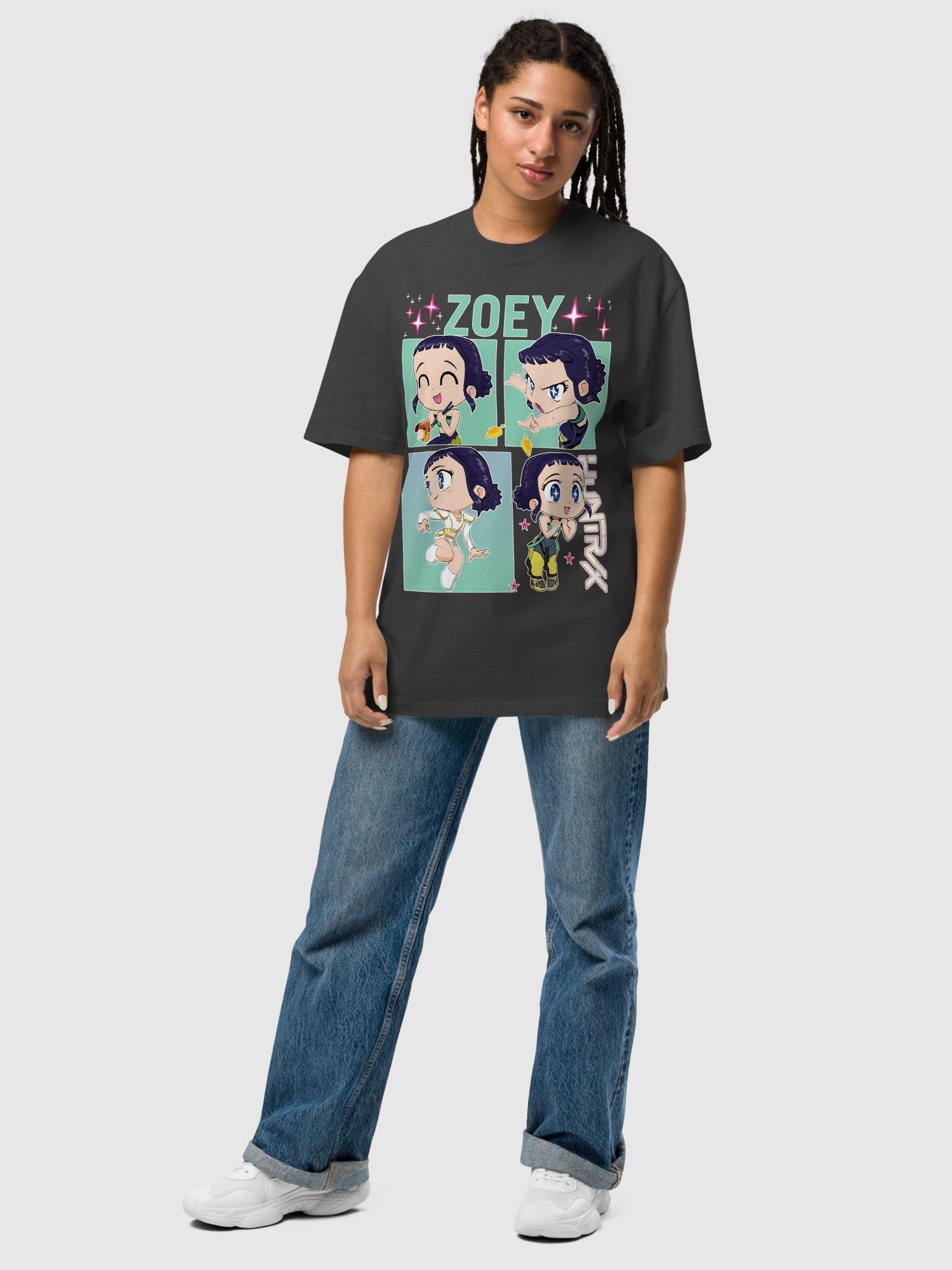 KPop Demon Hunters Zoey Oversized Faded T-Shirt Hoodie, Sweatshirt | CiraTrend.com (Image 4)