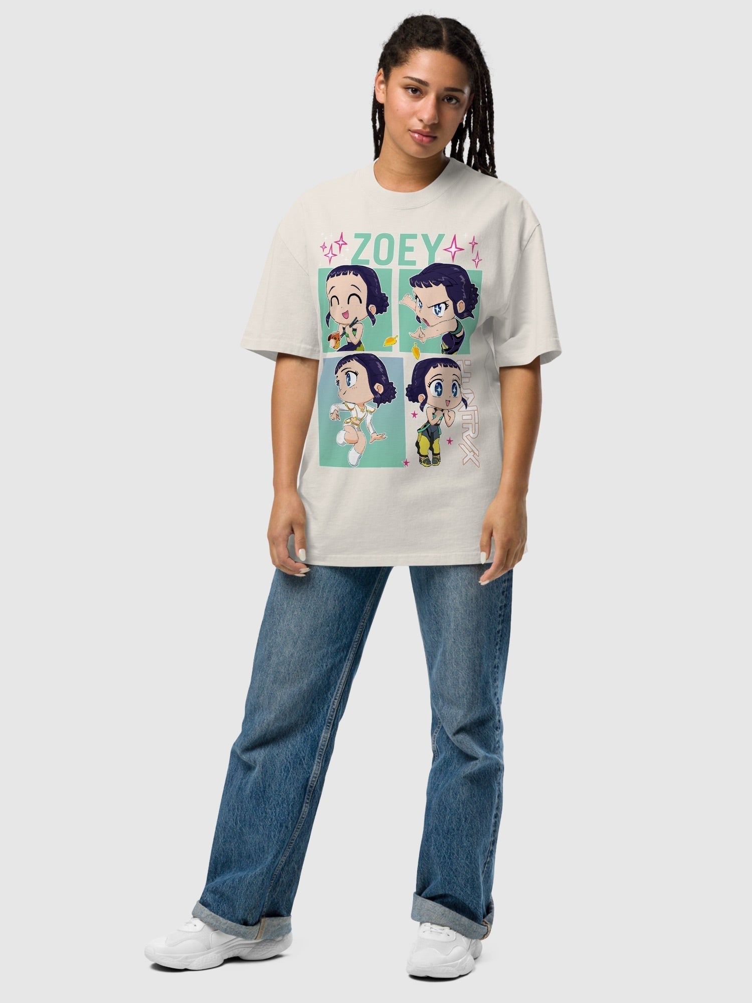 KPop Demon Hunters Zoey Oversized Faded T-Shirt Hoodie, Sweatshirt | CiraTrend.com (Image 3)