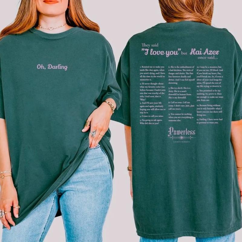 Kai Azer Quotes Shirt, Powerless Sweatshirt, I Love You Kai Azer Shirt, Gift for Book Lover, Reading Shirt, Dark Romance...