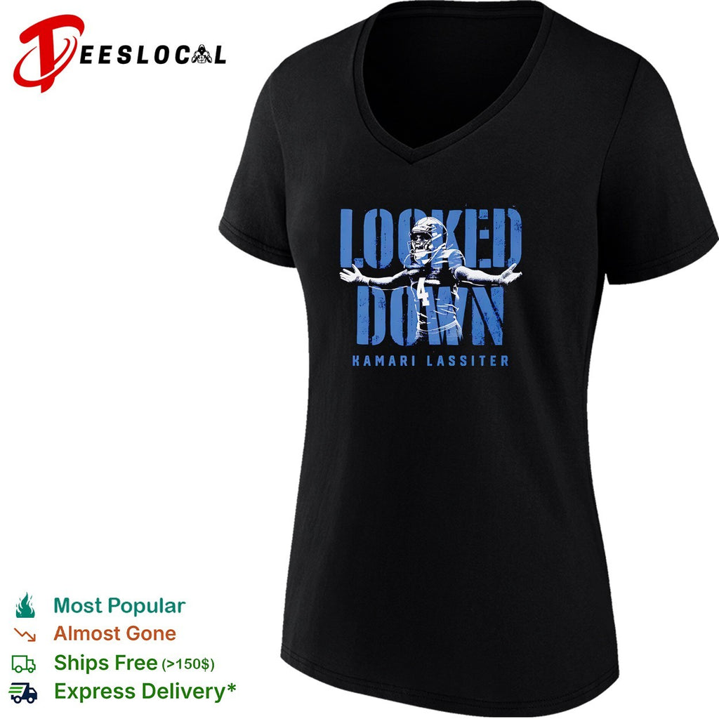 Kamari Lassiter looked down football shirt