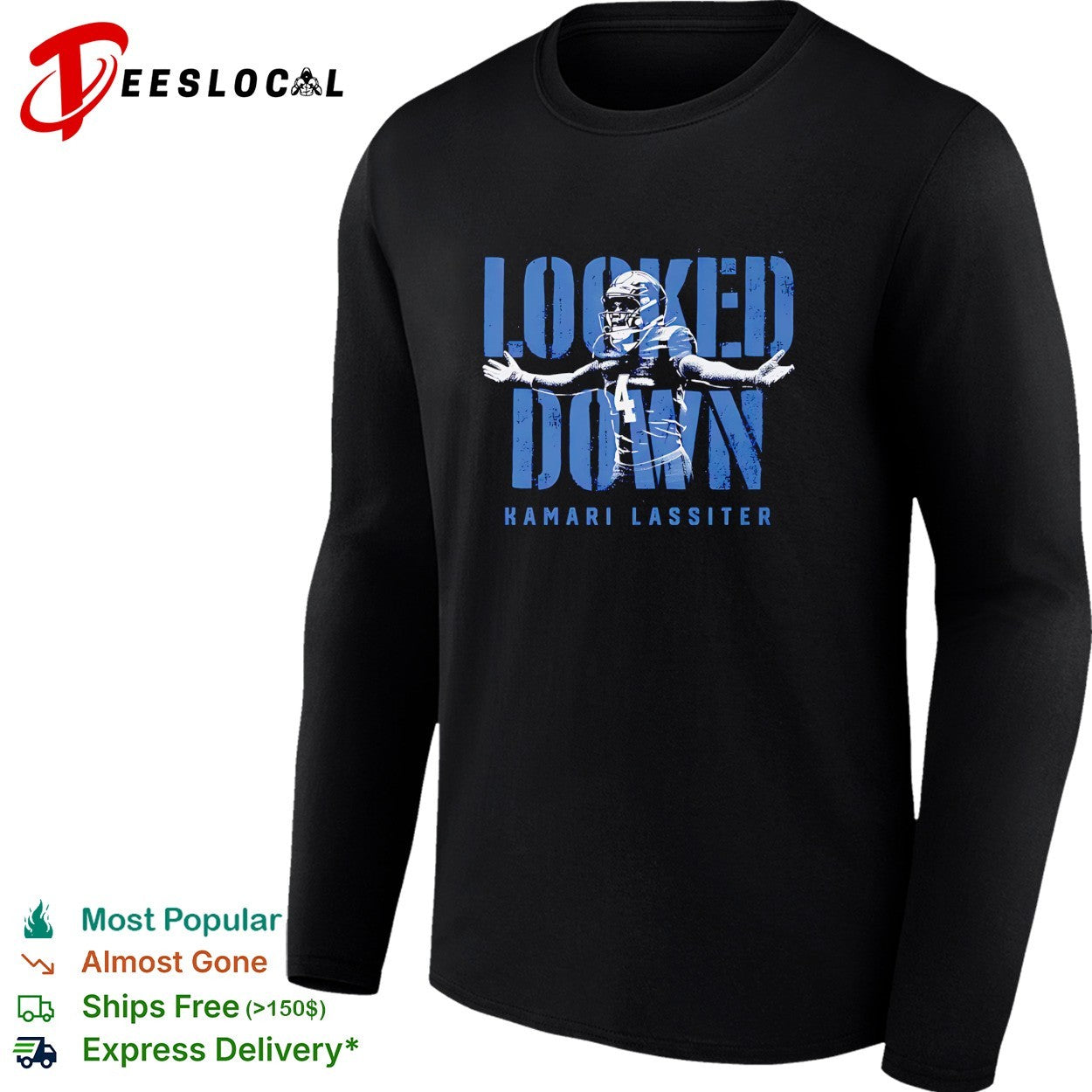 Kamari Lassiter looked down football shirt