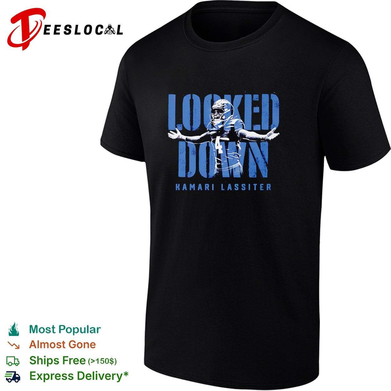 Kamari Lassiter looked down football shirt