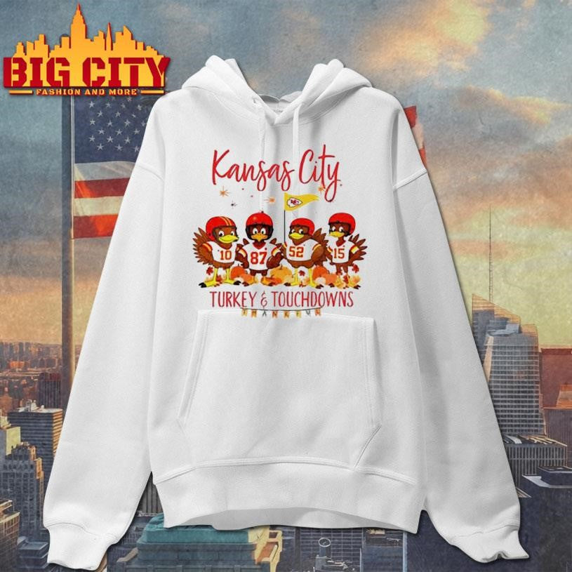 Kansas City Chiefs Football American Football Turkey and Touchdowns Thankful Thanksgiving shirt