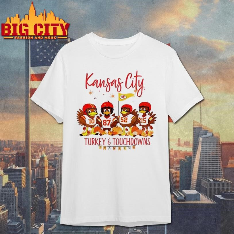 Kansas City Chiefs Football American Football Turkey and Touchdowns Thankful Thanksgiving shirt