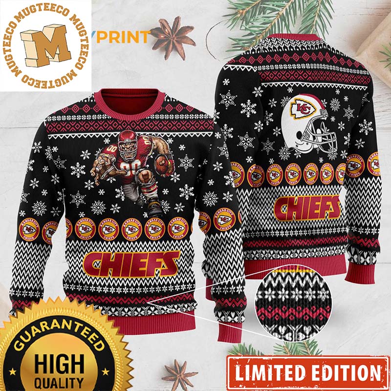 Kansas City Chiefs Mascot Player Black Christmas Sweater