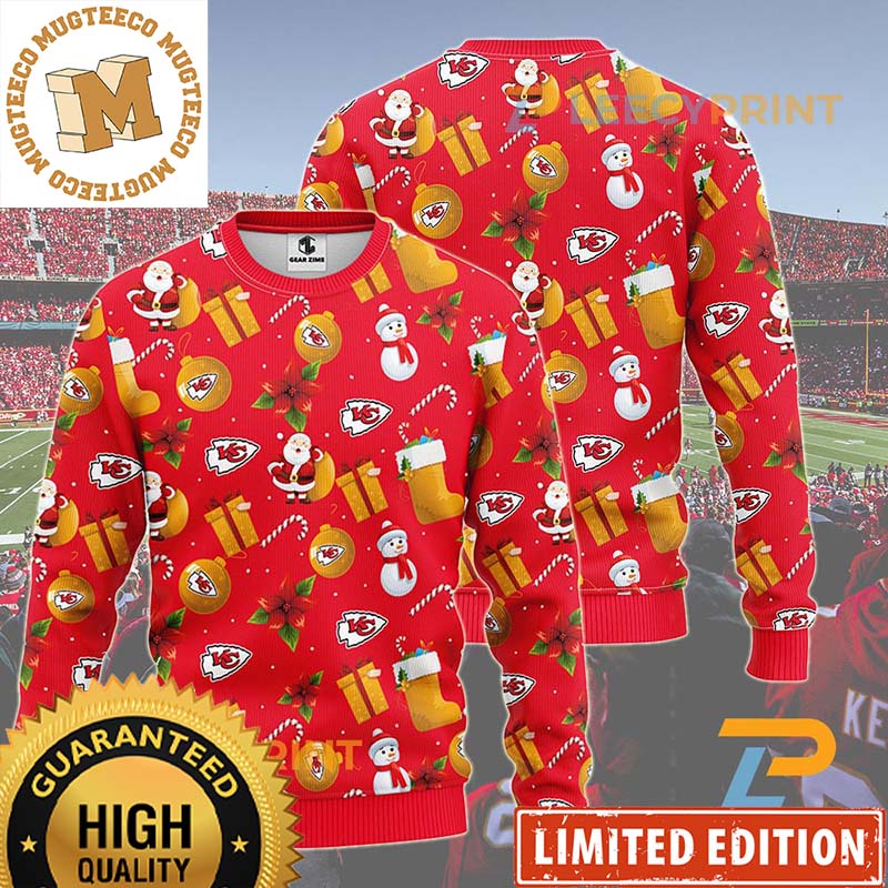 Kansas City Chiefs Santa Claus Snowman Christmas Sweater