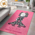 Kaws Seeing Watching Sneaker In Pink Background Rug For Bedroom