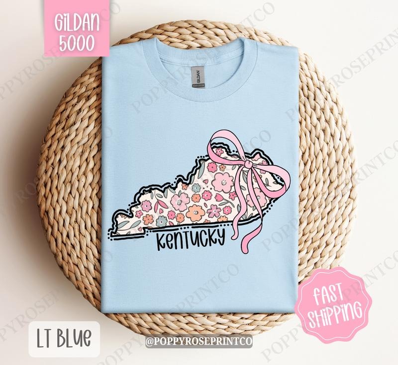 Kentucky Gildan T-shirt, Cute Kentucky State Shirt, Kentucky Floral Bow Tee Hoodie, Sweatshirt | CiraTrend.com