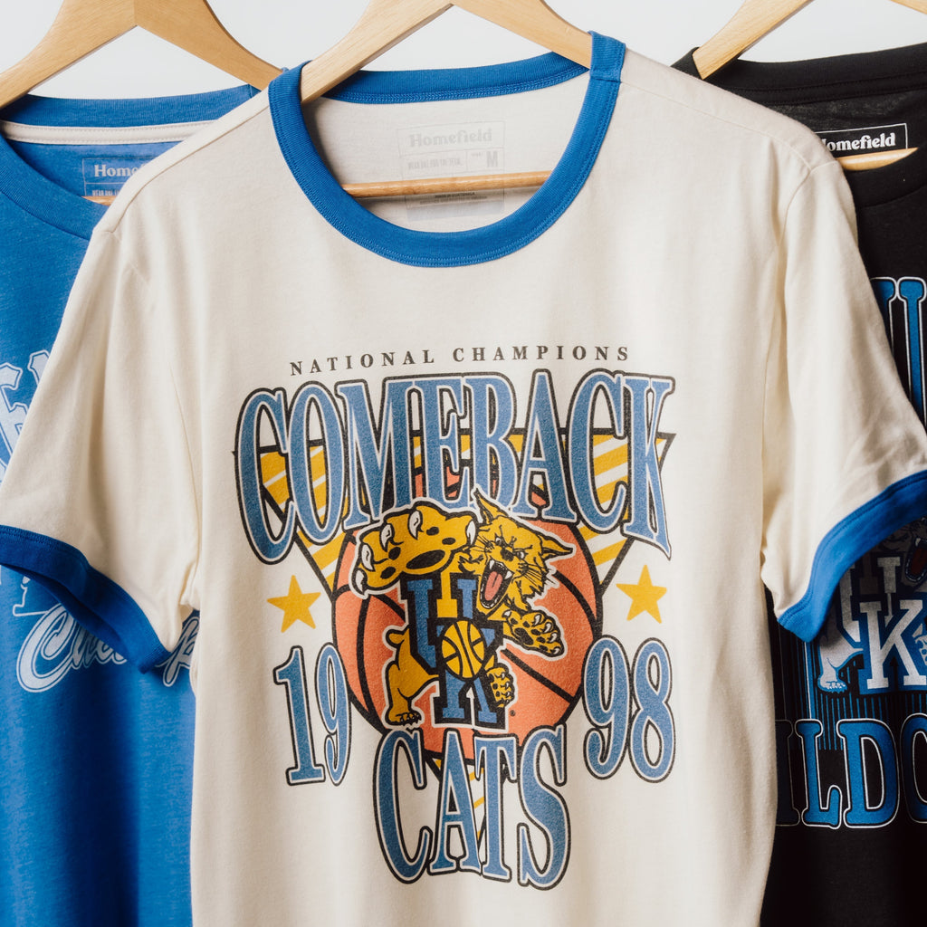 1997-98 Kentucky Basketball "Comeback Cats" Ringer Tee Style001