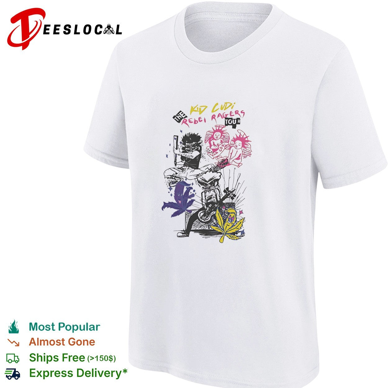 Kid Cudi Rebel Ragers tour skateboard shirt