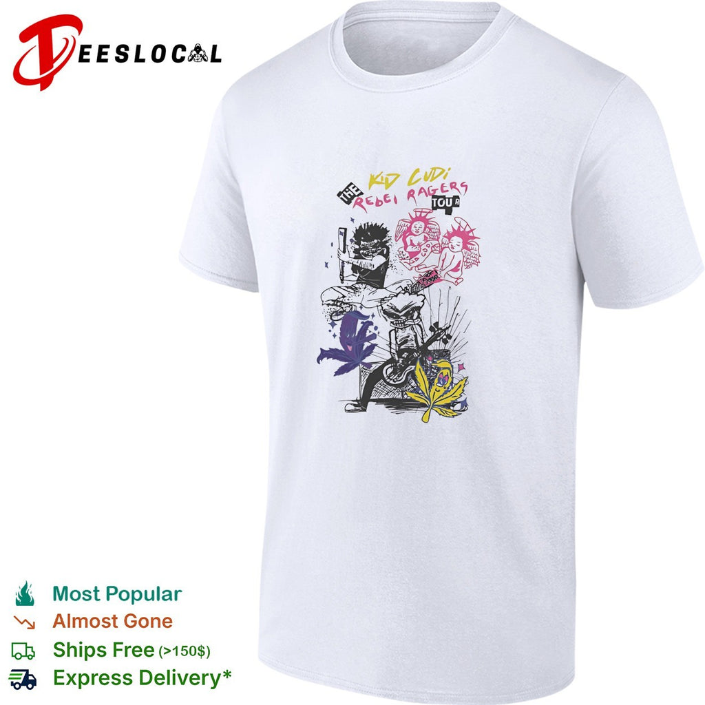 Kid Cudi Rebel Ragers tour skateboard shirt
