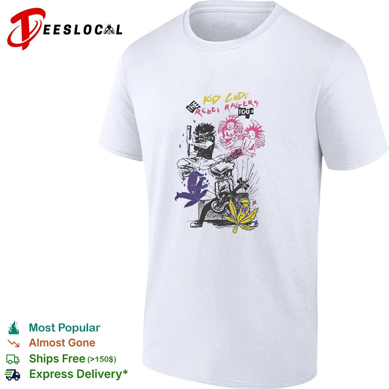 Kid Cudi Rebel Ragers tour skateboard shirt