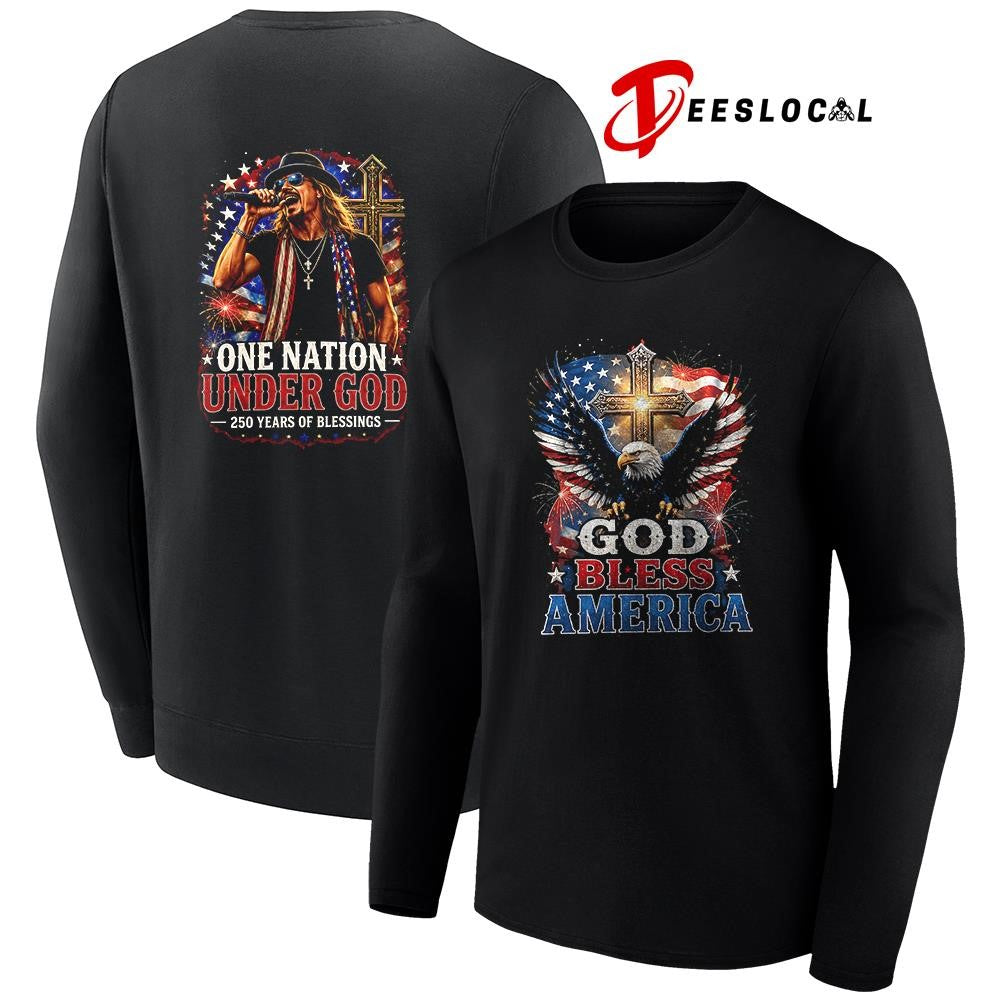 Kid Rock God bless America one nation under God 250 years of blessings graphic shirt