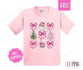 Kids Christmas Shirt - Pink Coquette Santa Children's Tshirt - Youth Holiday Tee Gildan Hoodie, Sweatshirt | CiraTrend.com