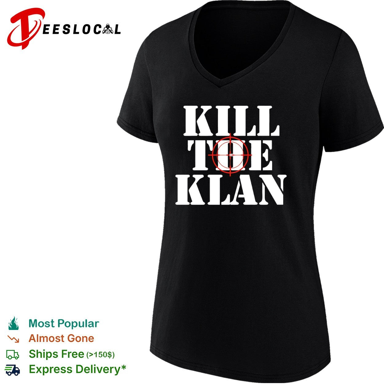 Kill The Klan Anti Racism Crosshair Target Graphic Statement Shirt