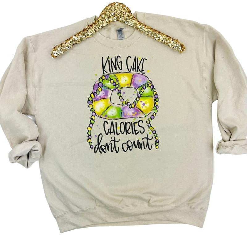 King Cake Calories Don't Count Sweatshirt -- SAND T-Shirts, Hoodie | CiraTrend.com