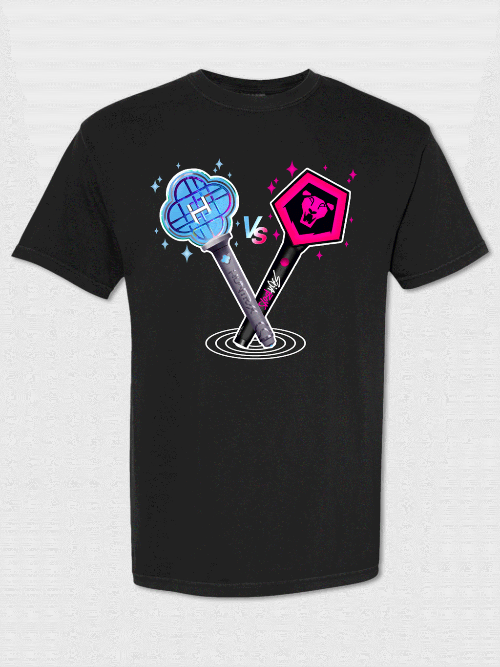 KPop Demon Hunters HUNTR/X & Saja Boys Light Sticks Glow in the Dark Kids T-Shirt Hoodie, Sweatshirt (Image 1)