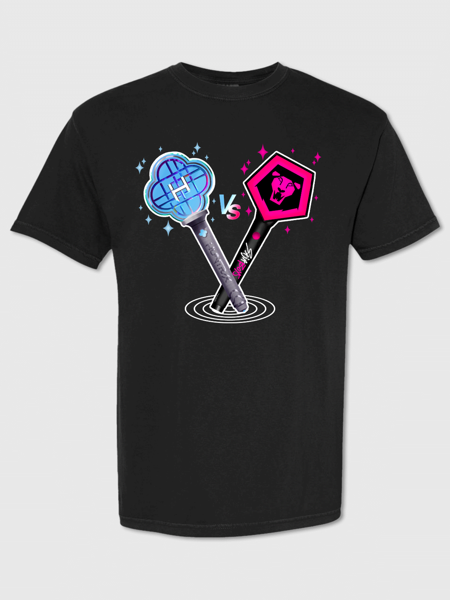 KPop Demon Hunters HUNTR/X & Saja Boys Light Sticks Glow in the Dark Kids T-Shirt Hoodie, Sweatshirt (Image 1)