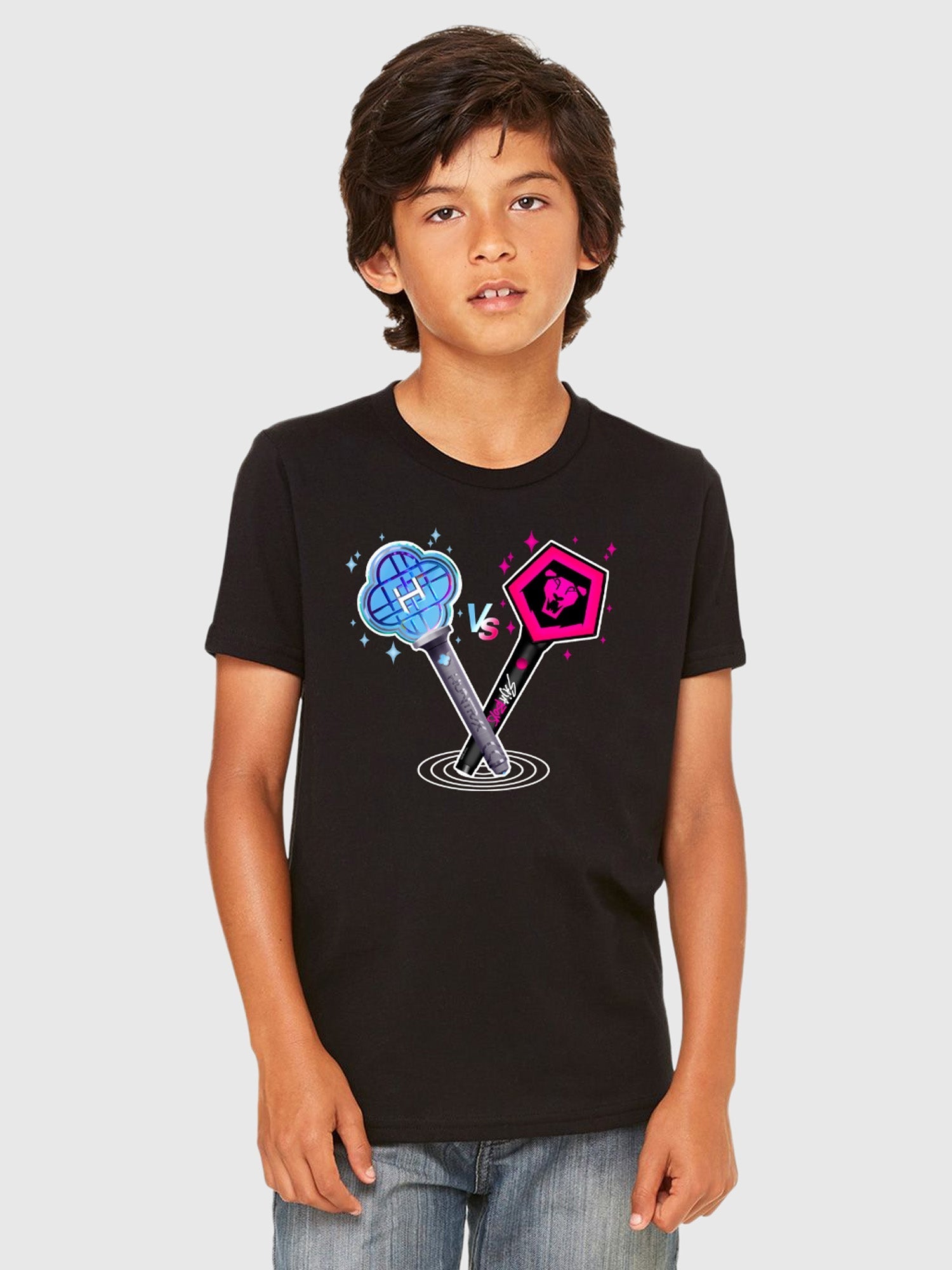 KPop Demon Hunters HUNTR/X & Saja Boys Light Sticks Glow in the Dark Kids T-Shirt Hoodie, Sweatshirt (Image 4)