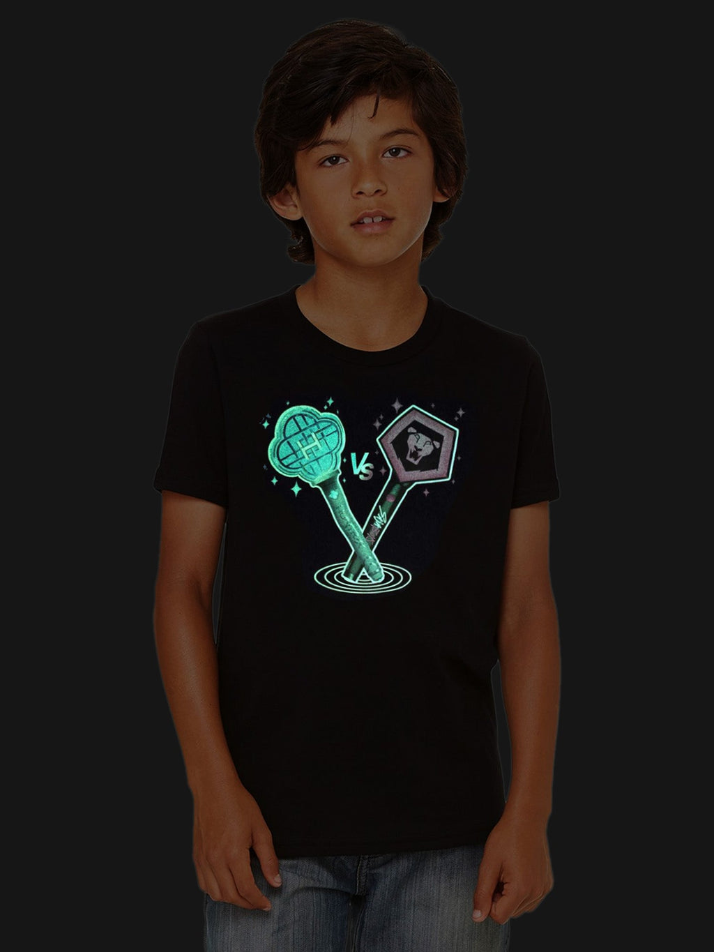 KPop Demon Hunters HUNTR/X & Saja Boys Light Sticks Glow in the Dark Kids T-Shirt Hoodie, Sweatshirt (Image 5)