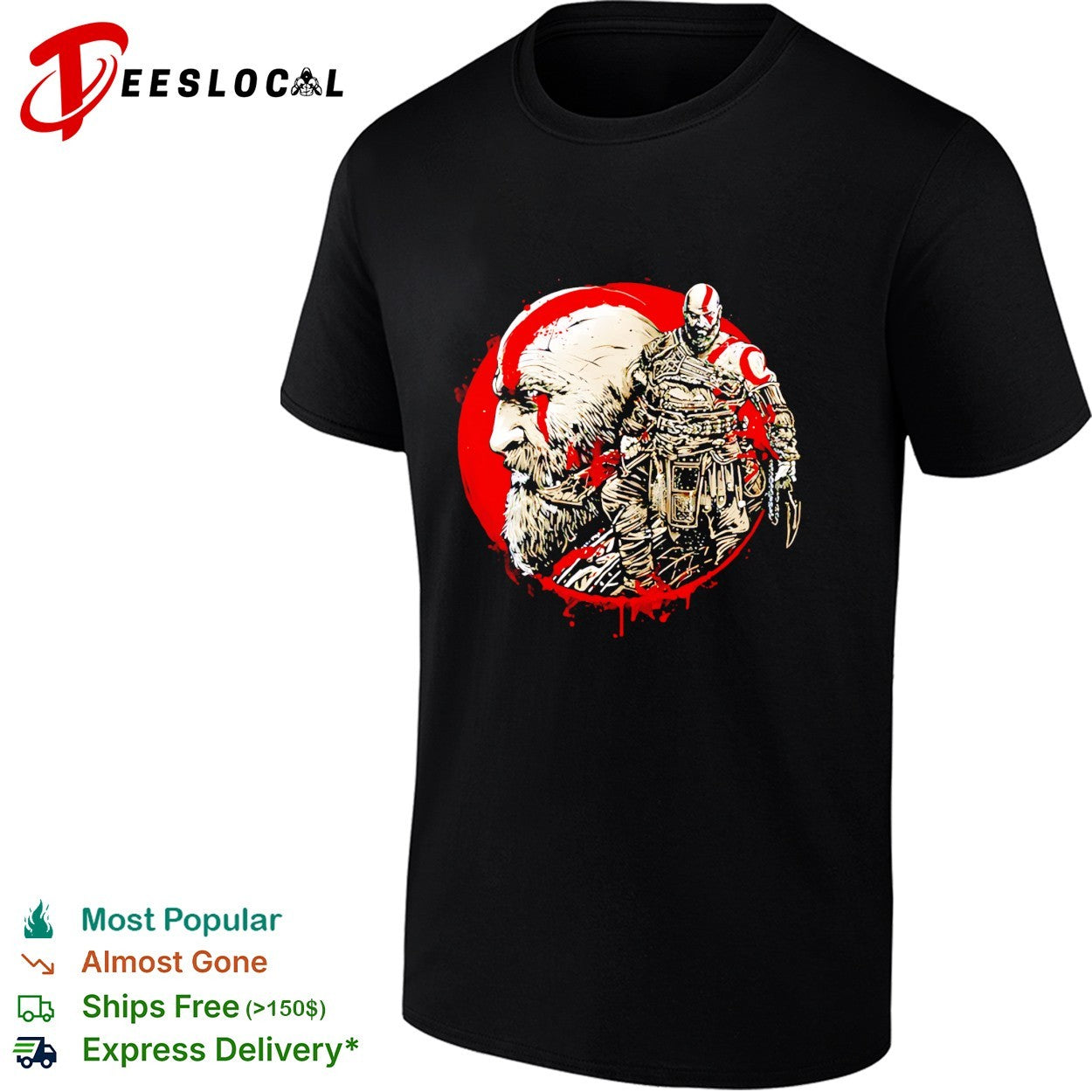 Kratos God of War PlayStation Gaming Spartan retro shirt