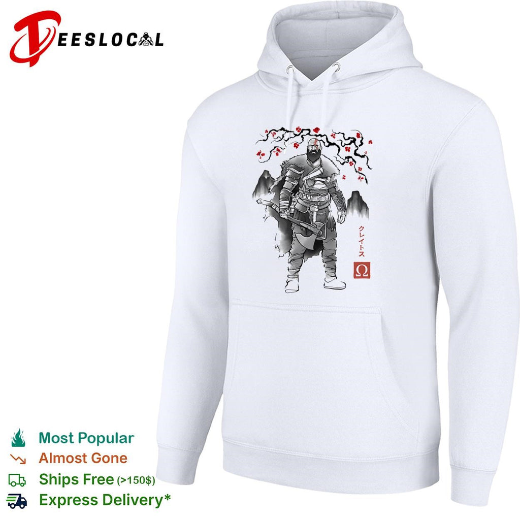 Kratos from God of War in Japanese sumi-e style shirt