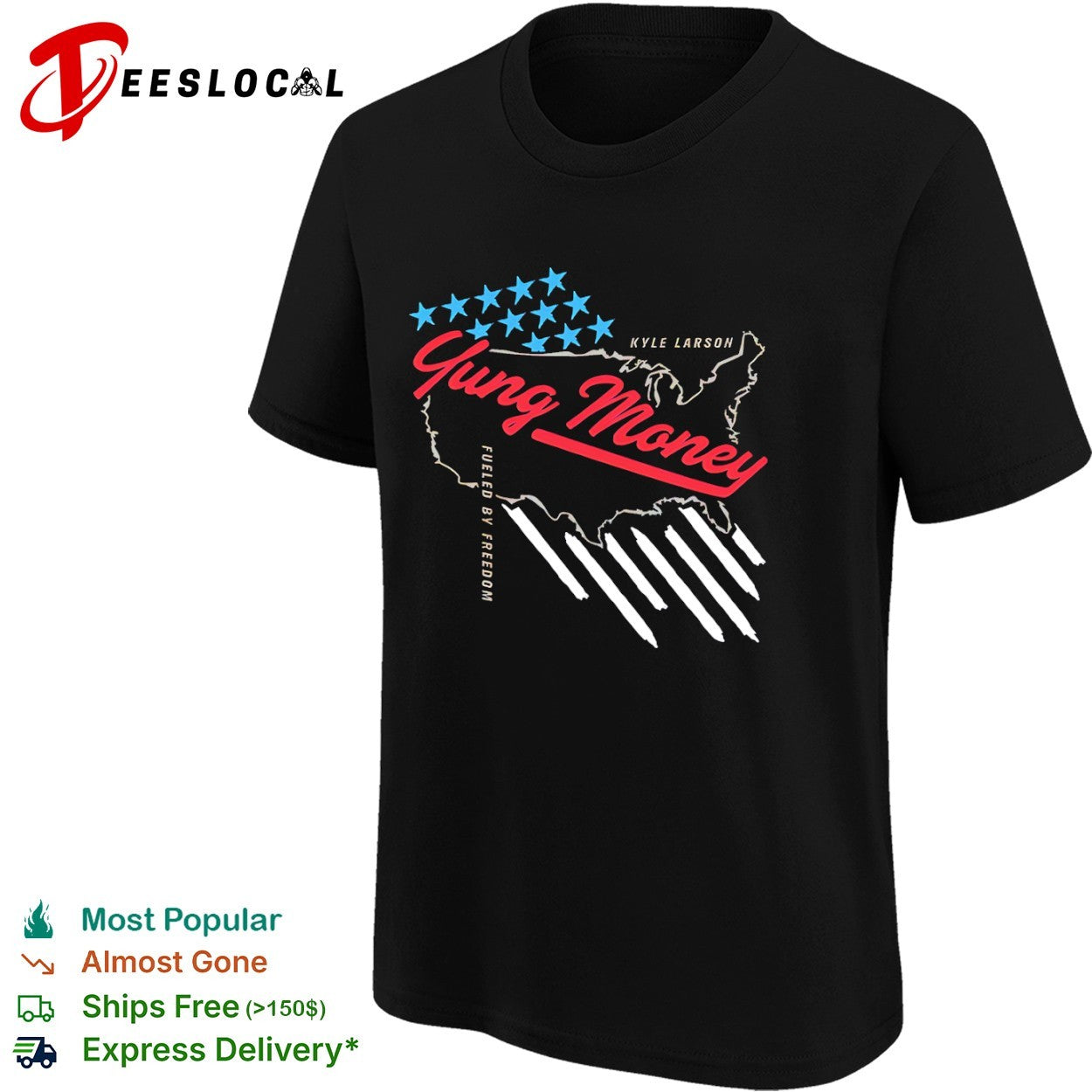 Kyle Larson Yung Money fueled by freedom USA map shirt