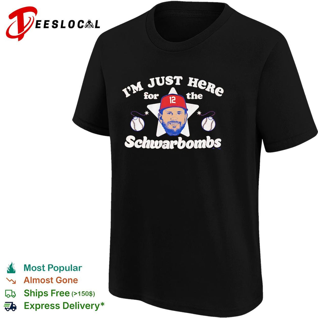 Kyle Schwarber Philadelphia Phillies I’m Just Here For The Schwarbombs cartoon shirt