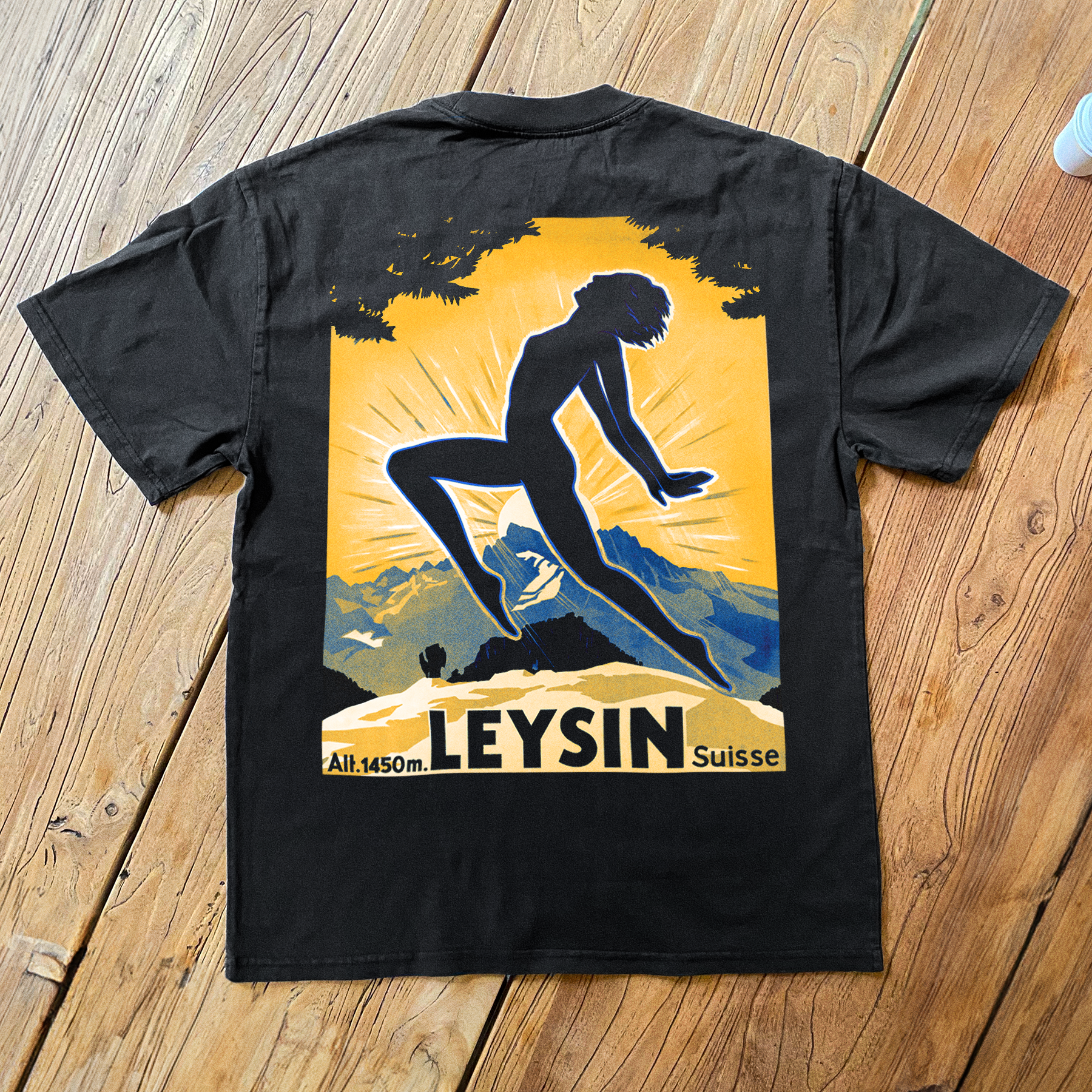 VINTAGE POSTER 'LEYSIN SWITZERLAND' BLACK HEAVYWEIGHT T-SHIRT Hoodie, Sweatshirt | CiraTrend.com (Image 2)