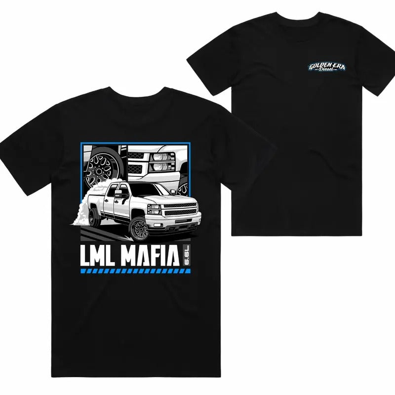 LML Mafia White Truck Tee, Graphic Truck Enthusiasts Shirt, Stylish Car Merch for Automotive Enthusiasts Hoodie, Sweatshirt