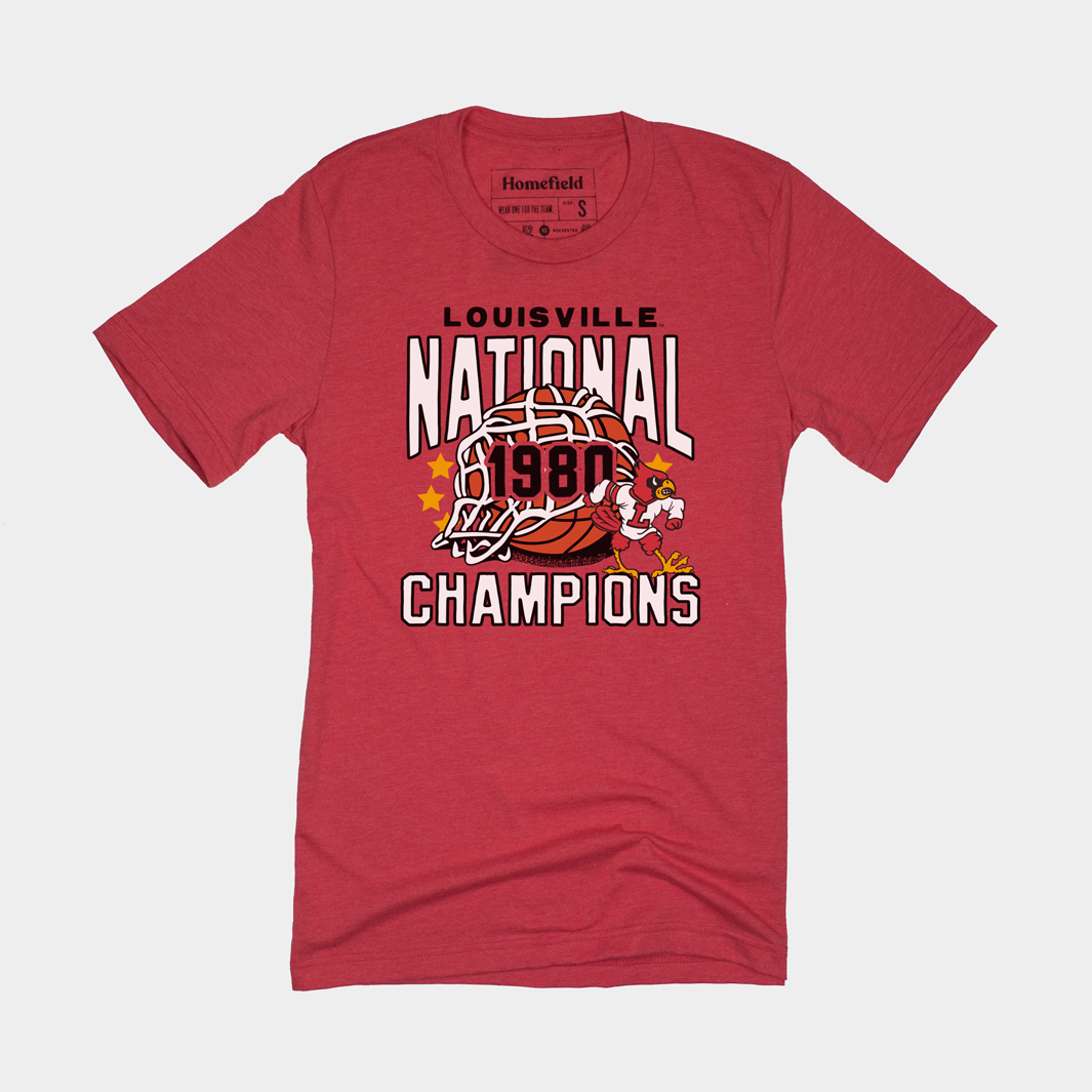 1980 Louisville Basketball Champs Red Tee Style001