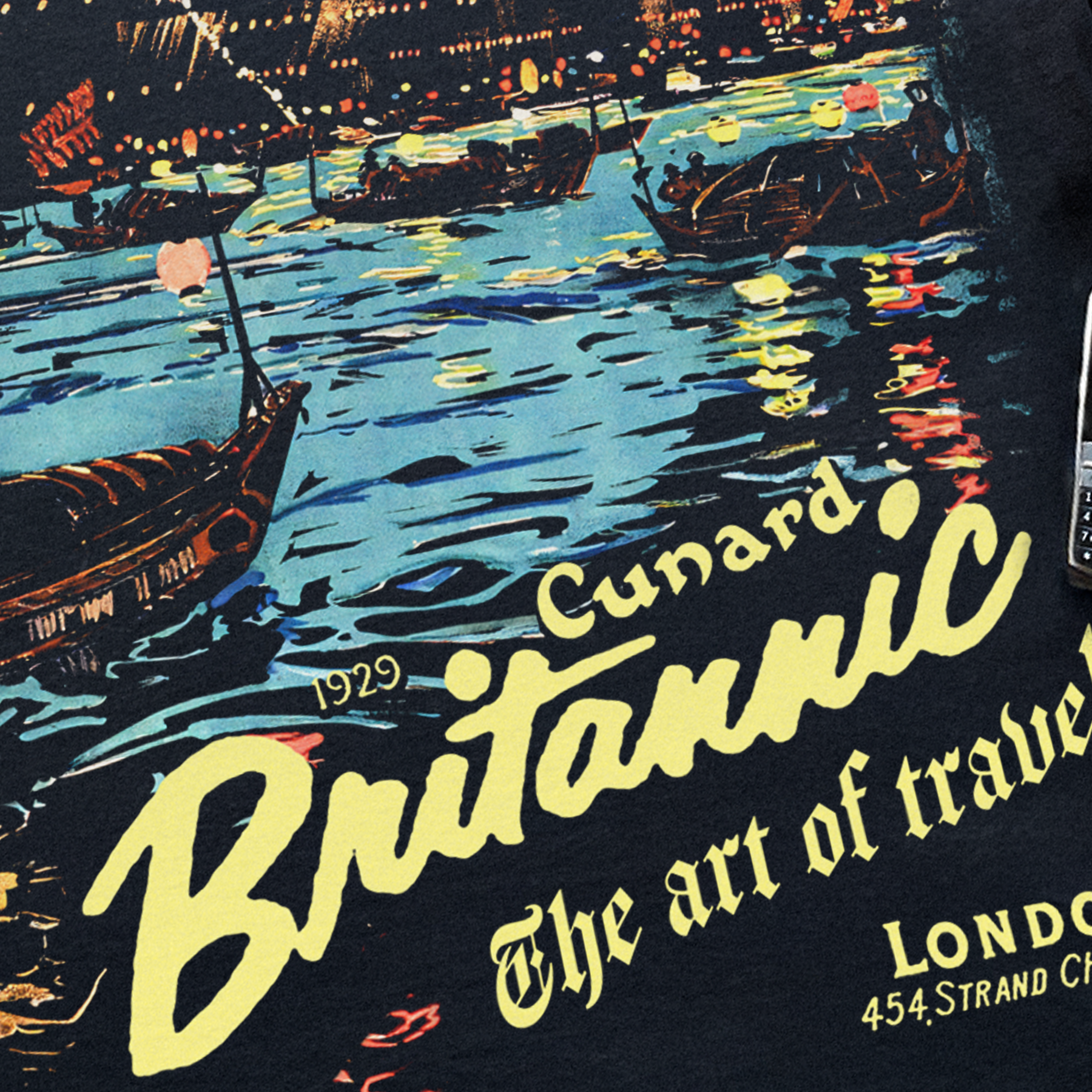 1929 BRITANNIC 'THE ART OF TRAVEL' LUXURY CRUISE POSTER HEAVYWEIGHT BLACK T-SHIRT Hoodie, Sweatshirt (Image 2)