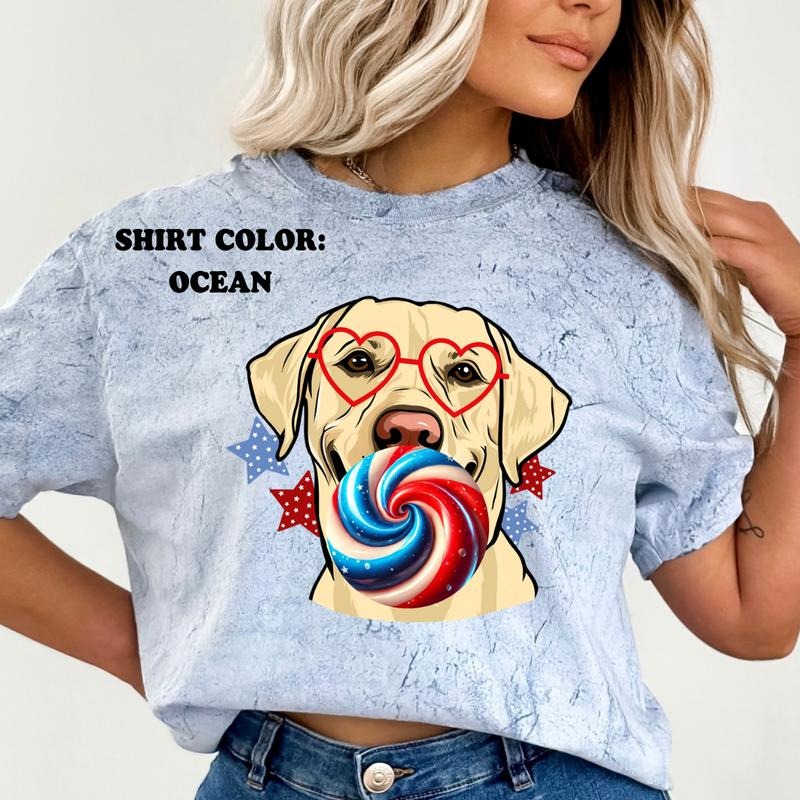 Labrador Retriever July 4th Dog Shirt ~ Unisex Apparel Relaxed Fit Printed In The USA Clothing Womenswear Casual Comfort...