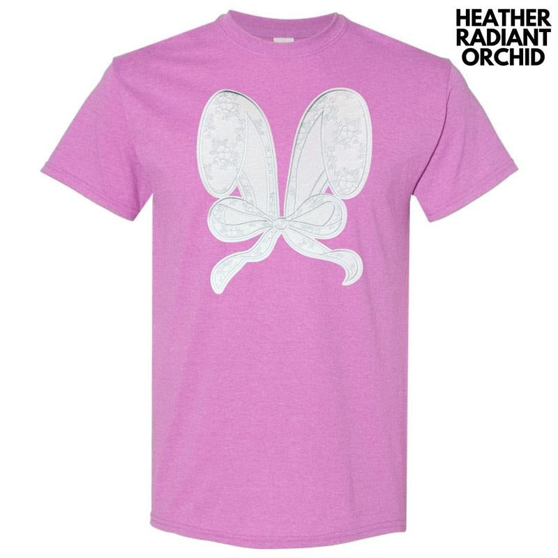 Lace Bunny Ears Sequin Patch Gildan Short Sleeve T-Shirt Hoodie, Sweatshirt | CiraTrend.com