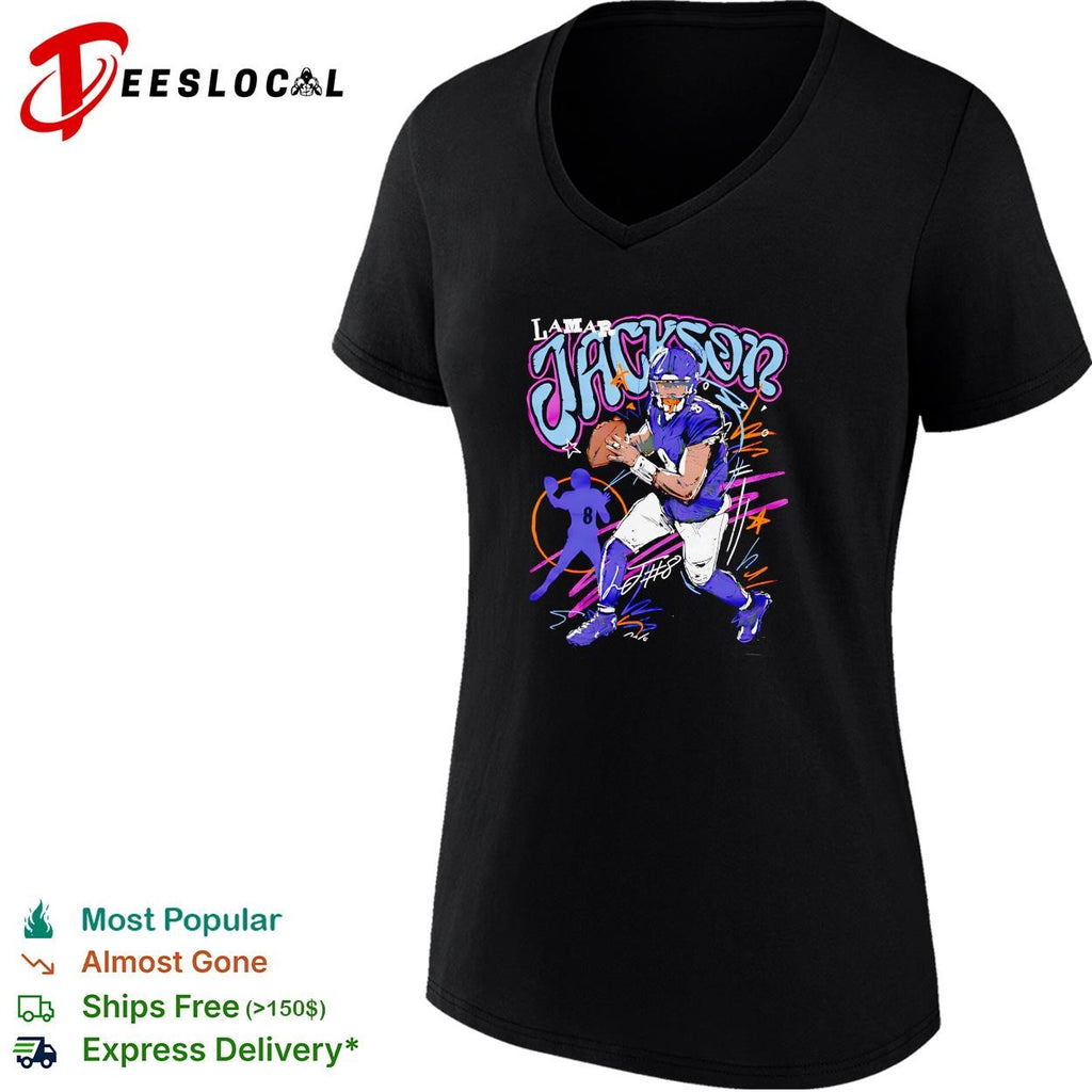 Lamar Jackson Baltimore Ravens graffiti style shirt