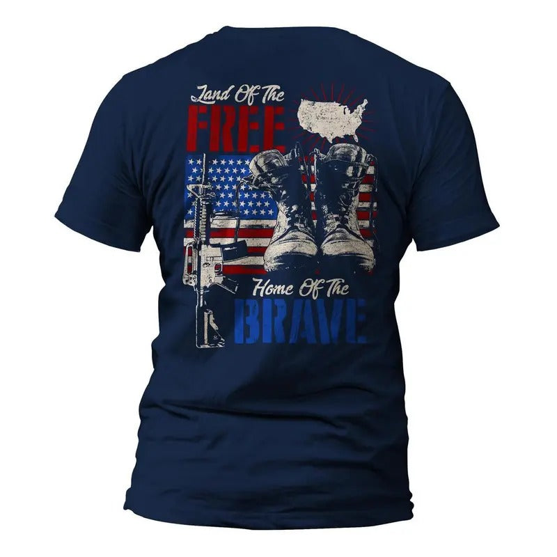 Land of The Free Home of The Brave Front or Back Print T-Shirt Hoodie, Sweatshirt | CiraTrend.com