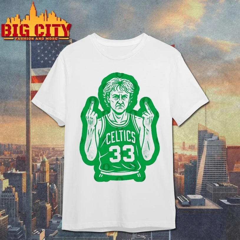 Larry Bird Boston Celtics Middle Finger fuck shirt
